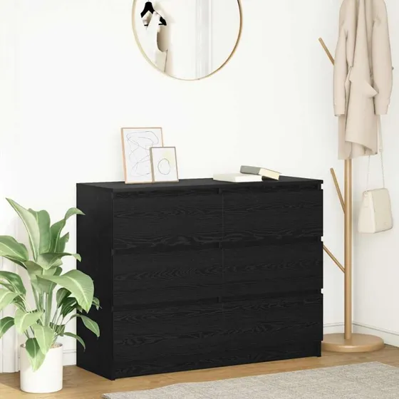 vidaXL Skænk 100x35x76 cm Konstrueret Træ Sort