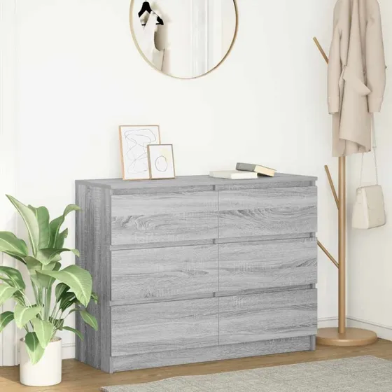 vidaXL Skænk 100x35x76 cm Konstrueret Træ Grå Sonoma-Eg