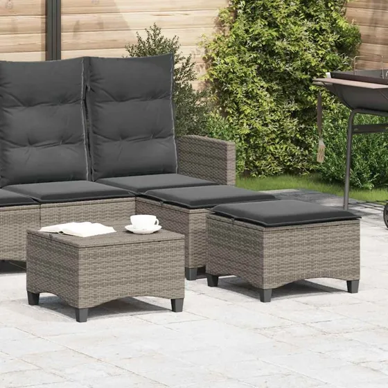 vidaXL Havestole med Hynder 2 stk. 55x55x36 cm Polyrattan Grå