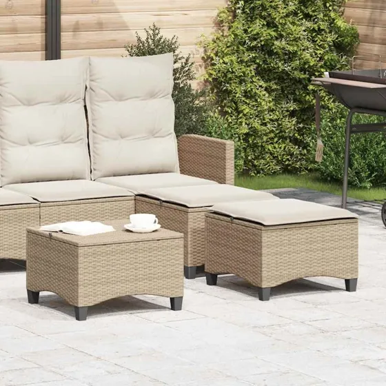 vidaXL Haveskamler 2 stk. med hynder 55x55x36 cm polyrattan beige