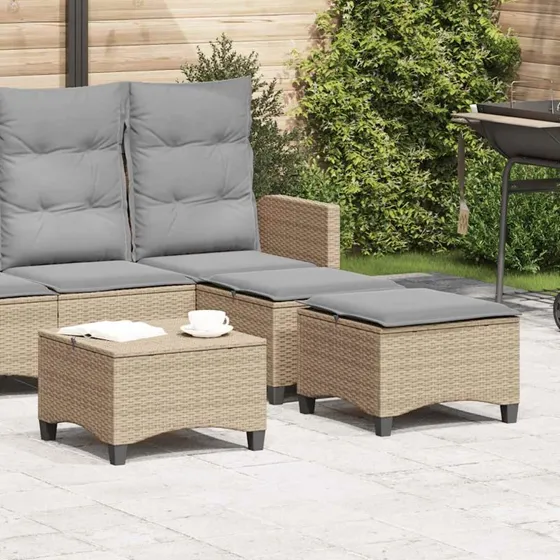 vidaXL Haveskamler 2 stk. med hynder 55x55x36 cm polyrattan beige