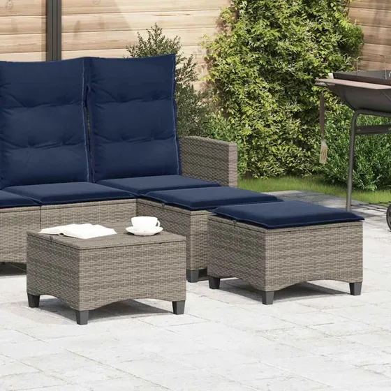 vidaXL Havestole med Hynder 2 stk. 55x55x36 cm Polyrattan Grå
