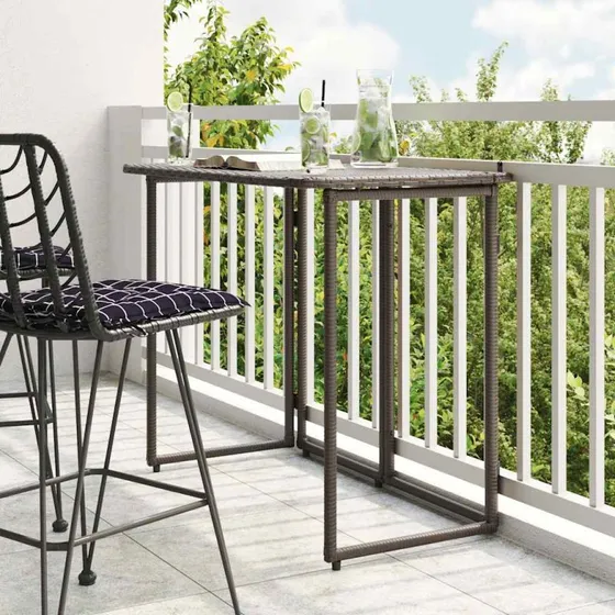 vidaXL Foldbart Havebord 90x51x75 cm Brun Polyrattan
