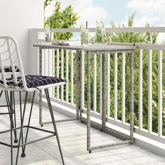 vidaXL foldbart havebord 90x51x75 cm grå polyrattan