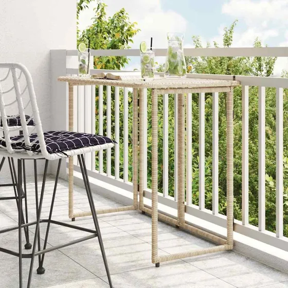 vidaXL Foldbart Havebord 90x51x75 cm PolyRattan Beige