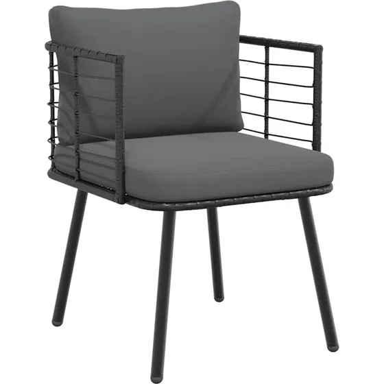 vidaXL Havestol med Hynder Polyrattan, Sort