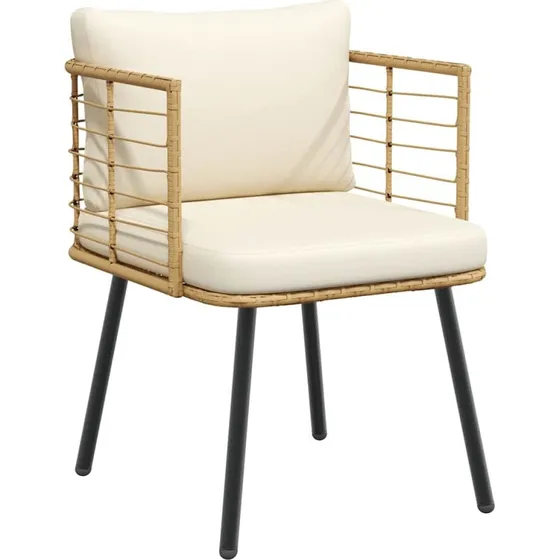vidaXL Havestol med Hynder PolyRattan Naturfarvet
