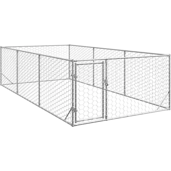 vidaXL Udendørs Hundebur 2x4x1 m, Galvaniseret Stål med Dør