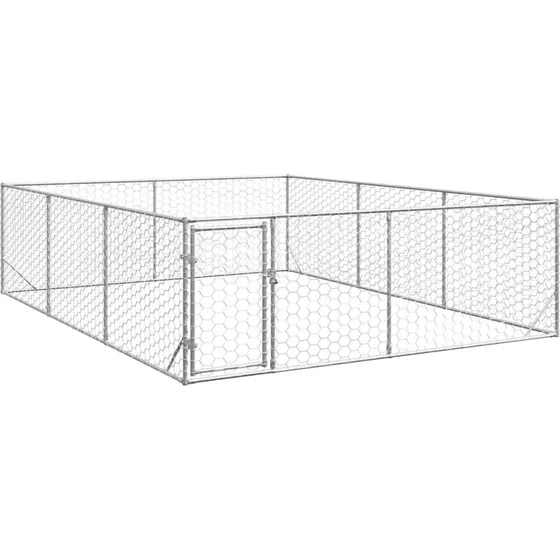 vidaXL Udendørs Hundebur 3x4x1 m med Dør, Galvaniseret Stål