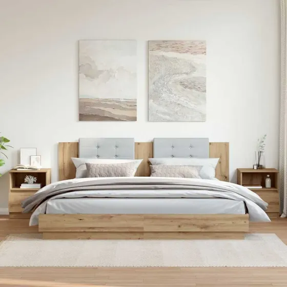 vidaXL Sengeborde 2 stk. 40x40x50 cm, hvid, konstrueret træ