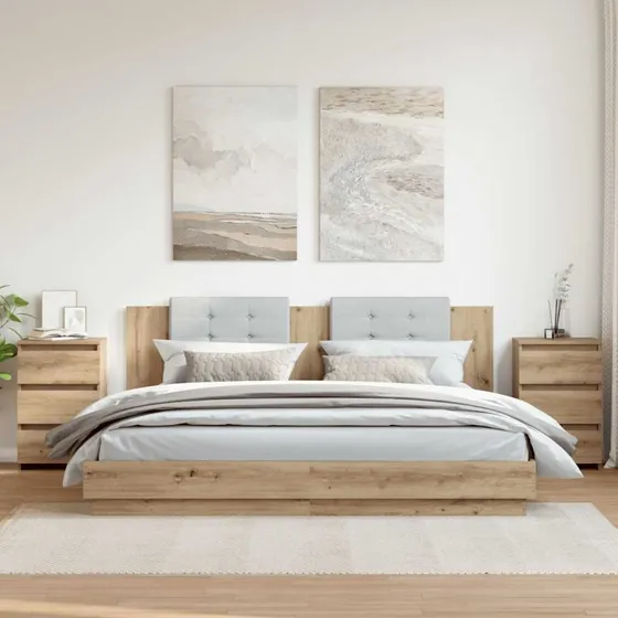 vidaXL Sengebord 2 stk. 40x35x62,5 cm konstrueret træ