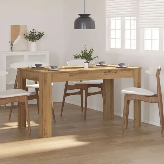 vidaXL Spisebord 140x74,5x76 cm Konstrueret Træ Egetr