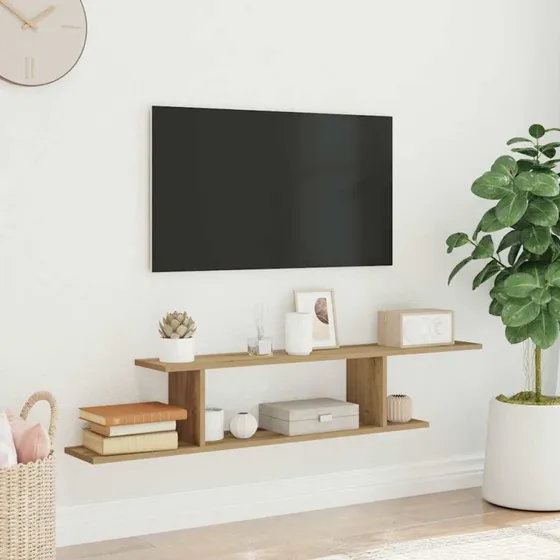 vidaXL Væghængt Tv-Hylde 125x18x23 cm Konstrueret Træ