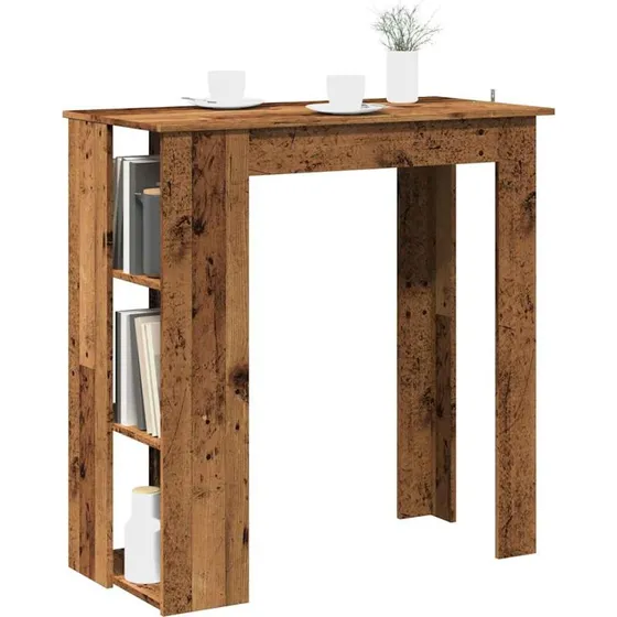 vidaXL Barbord med Hylde 102x50x103,5 cm, Konstrueret Træ, Antikt Træ
