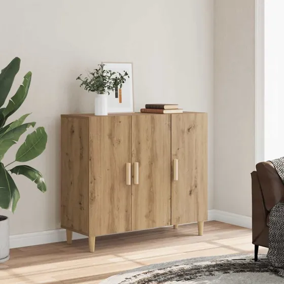 vidaXL Skab 90x34x80 cm Konstrueret Træ Hvid