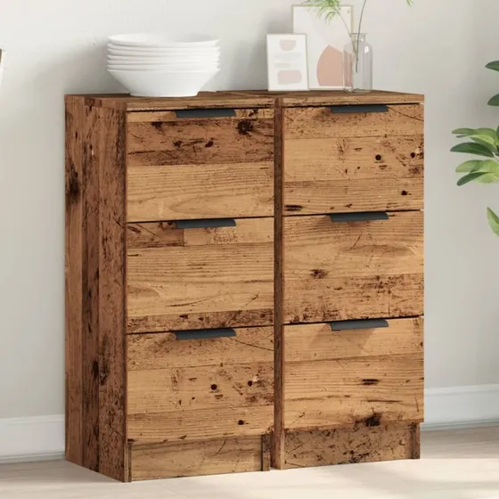 vidaXL Skænke 2 stk. 30x30x70 cm Konstrueret Træ Antikt Træ