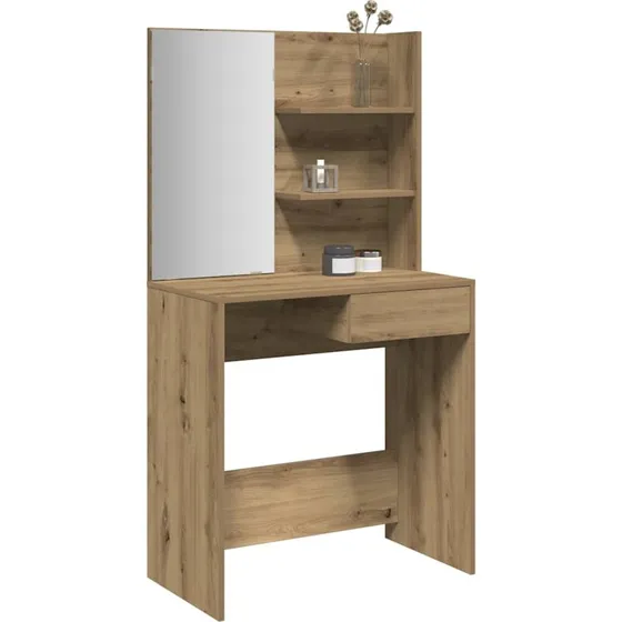 vidaXL Makeupbord med Spejl 74,5x40x141 cm Kunsteg