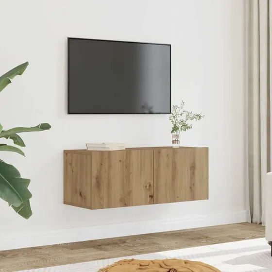 vidaXL Væghængt TV-bord 2 stk. 80x30x30 cm egetræsfarve
