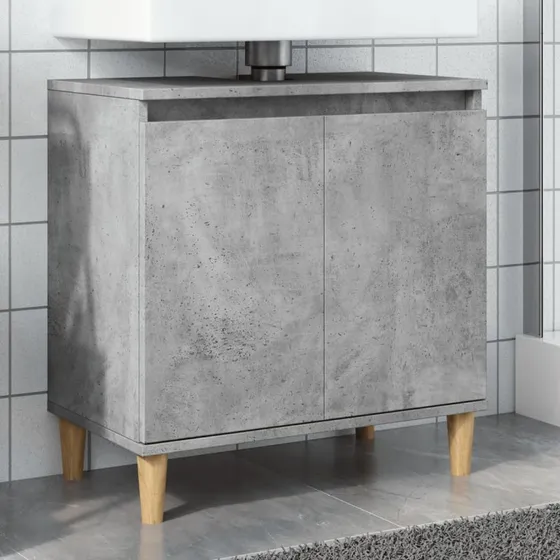 vidaXL Underskab til Håndvask 58x33x60 cm, Betongrå, Konstrueret Træ