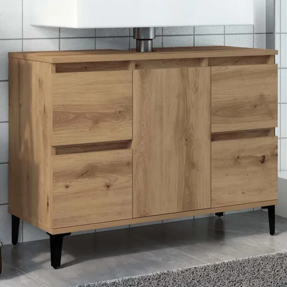 vidaXL Underskab til Håndvask 80x33x60 cm, Konstrueret Træ, Hvid Højglans