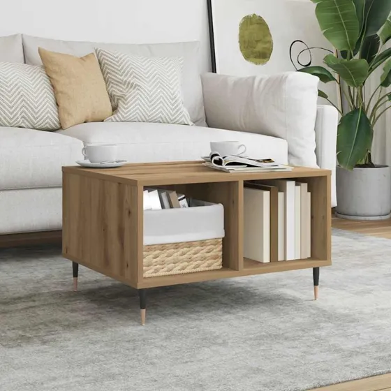 vidaXL Sofabord 60x50x36,5 cm Konstrueret Træ Egetræsfarve