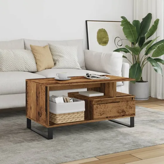 vidaXL Sofabord 90x49x45 cm Konstrueret Træ Antikt Trælook