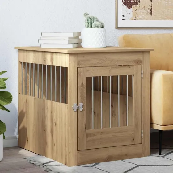 vidaXL Hundebur 64,5x80x71 cm Konstrueret Træ Artisan Egetræsfarve
