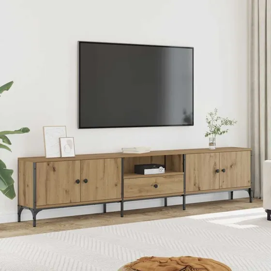 vidaXL Tv-bord med skuffe 200x25x44 cm konstrueret træ