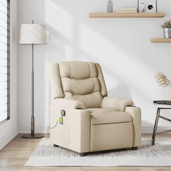 vidaXL massagestol stof cremefarvet
