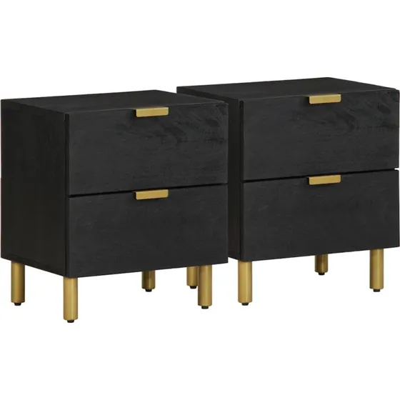 vidaXL Sengeborde 2 stk. 40x33x46 cm massivt mangotræ sort