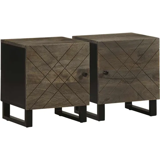vidaXL Sengeborde 2 stk. 40x33x46 cm massivt mangotræ sort