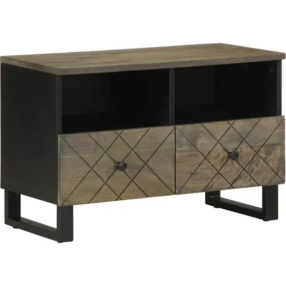 vidaXL tv-bord 70x33x46 cm massivt mangotræ sort