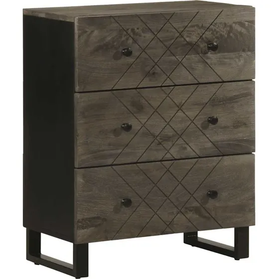 vidaXL Skænk 60x33x75 cm Massivt Mangotræ Sort