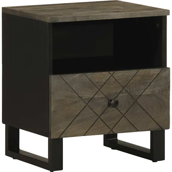vidaXL Sengebord 40x33x46 cm massivt mangotræ sort