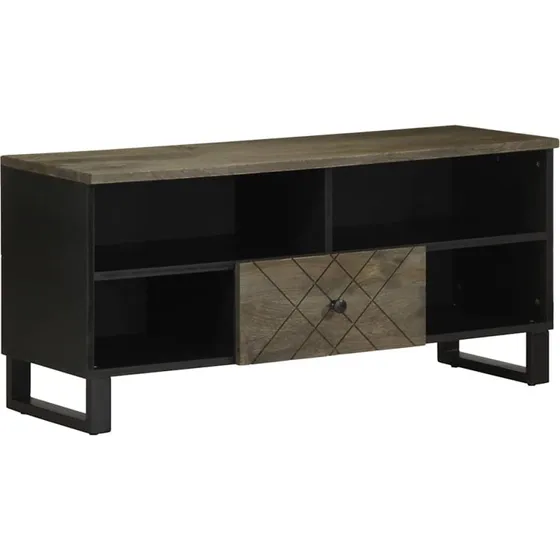 vidaXL tv-bord 100x33x46 cm massivt mangotræ sort