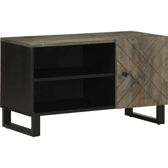vidaXL tv-bord 80x33x46 cm massivt mangotræ sort