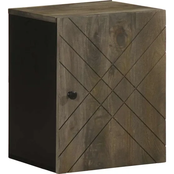 vidaXL Væghængt Badeværelsesskab Sort 38x33x48 cm Massivt Mangotræ