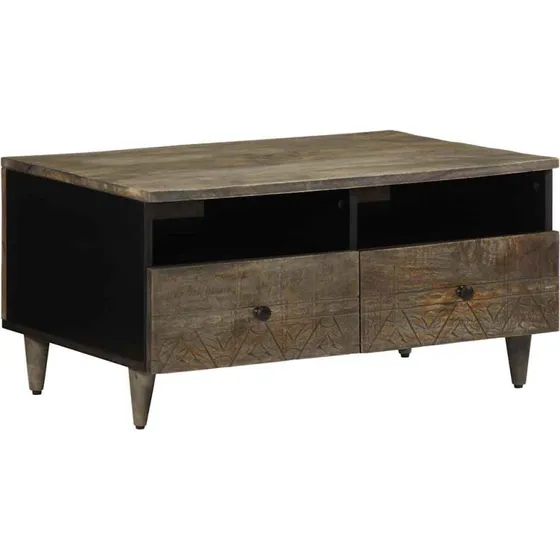 vidaXL sofabord 80x54x40 cm massivt mangotræ lysegrå