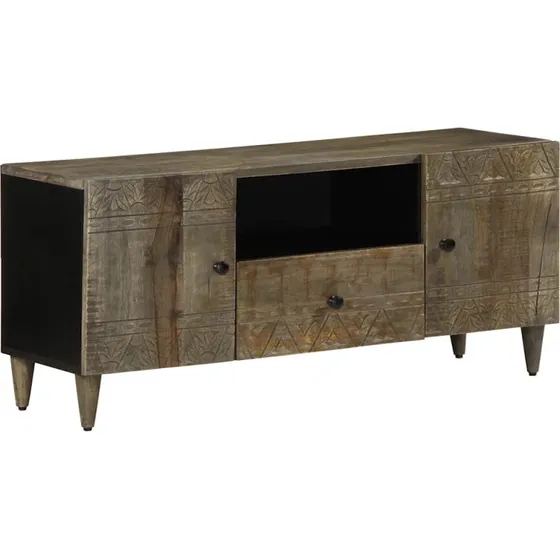 vidaXL tv-bord 105x33,5x46 cm massivt mangotræ lysegrå
