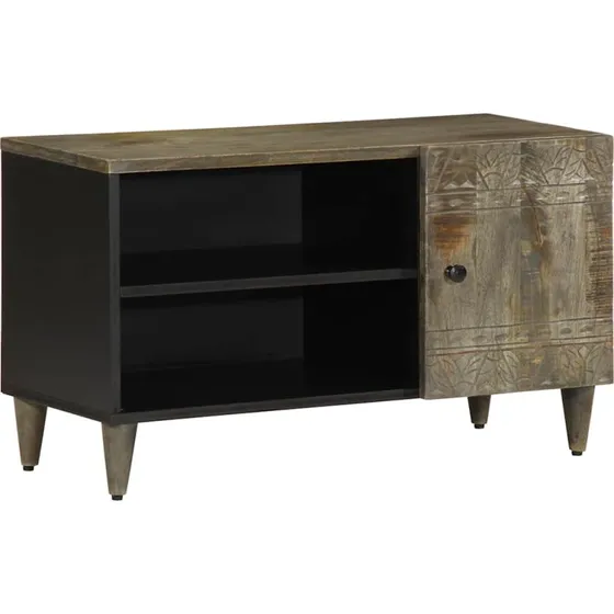 vidaXL tv-bord 80x31,5x46 cm massivt mangotræ lysegrå