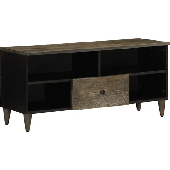vidaXL tv-bord 100x33x46 cm massivt mangotræ sort