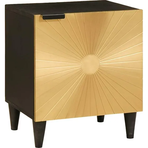 vidaXL Natskab Sort og Guld 40 x 33,5 x 46 cm i Massivt Akacietræ