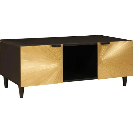 vidaXL Sofabord 100 x 54 x 40 cm i Massivt Mangotræ, Sort og Guld