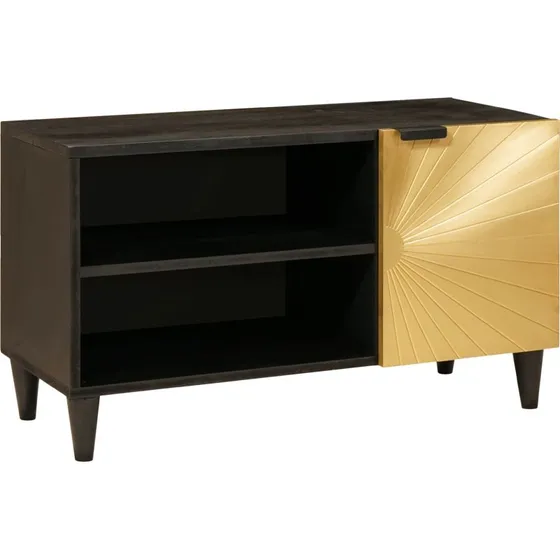 vidaXL TV-skab med hylde, Sort og Guld, 80 x 33 x 46 cm