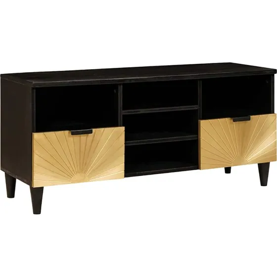 vidaXL TV-skab Sort og Guld 100 x 33 x 46 cm Konstrueret træ