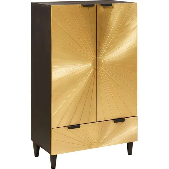 vidaXL Sideskab Sort og Guld 60 x 33,5 x 100 cm Mangotræ