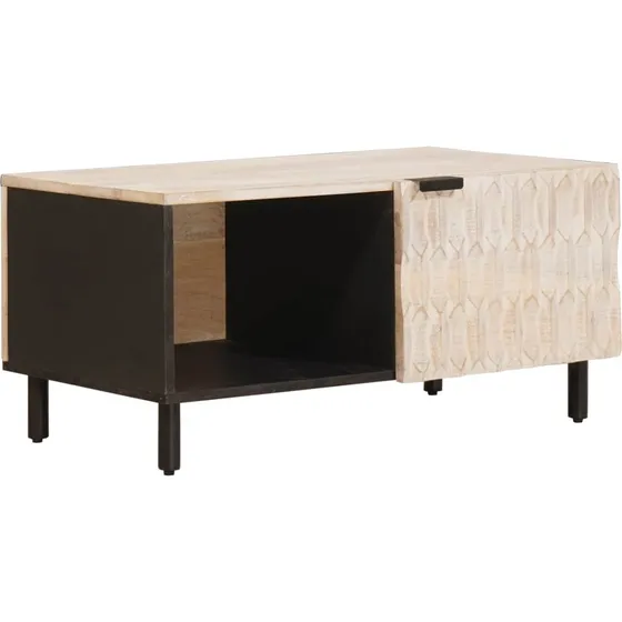 vidaXL Sofabord Hvid 80x50x40 cm Massivt Mangotræ