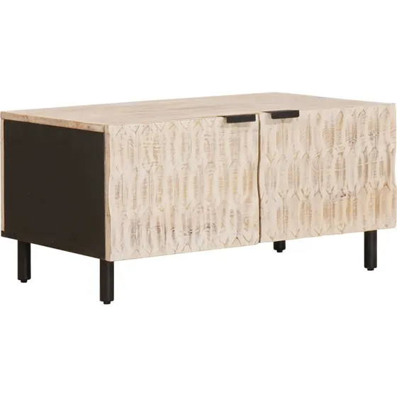 vidaXL Sofabord Hvid 80x50x40 cm Massivt Mangotræ