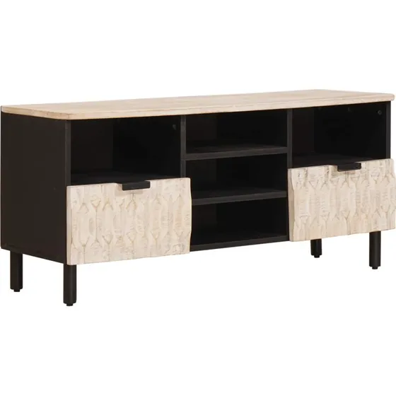 vidaXL TV-skab Hvid Vask Finish 100 x 33 x 46 cm Massivt Mangotræ