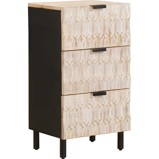 vidaXL Sideboard Hvid Vask Finish 40 x 33 x 75 cm, Massivt Mangotræ